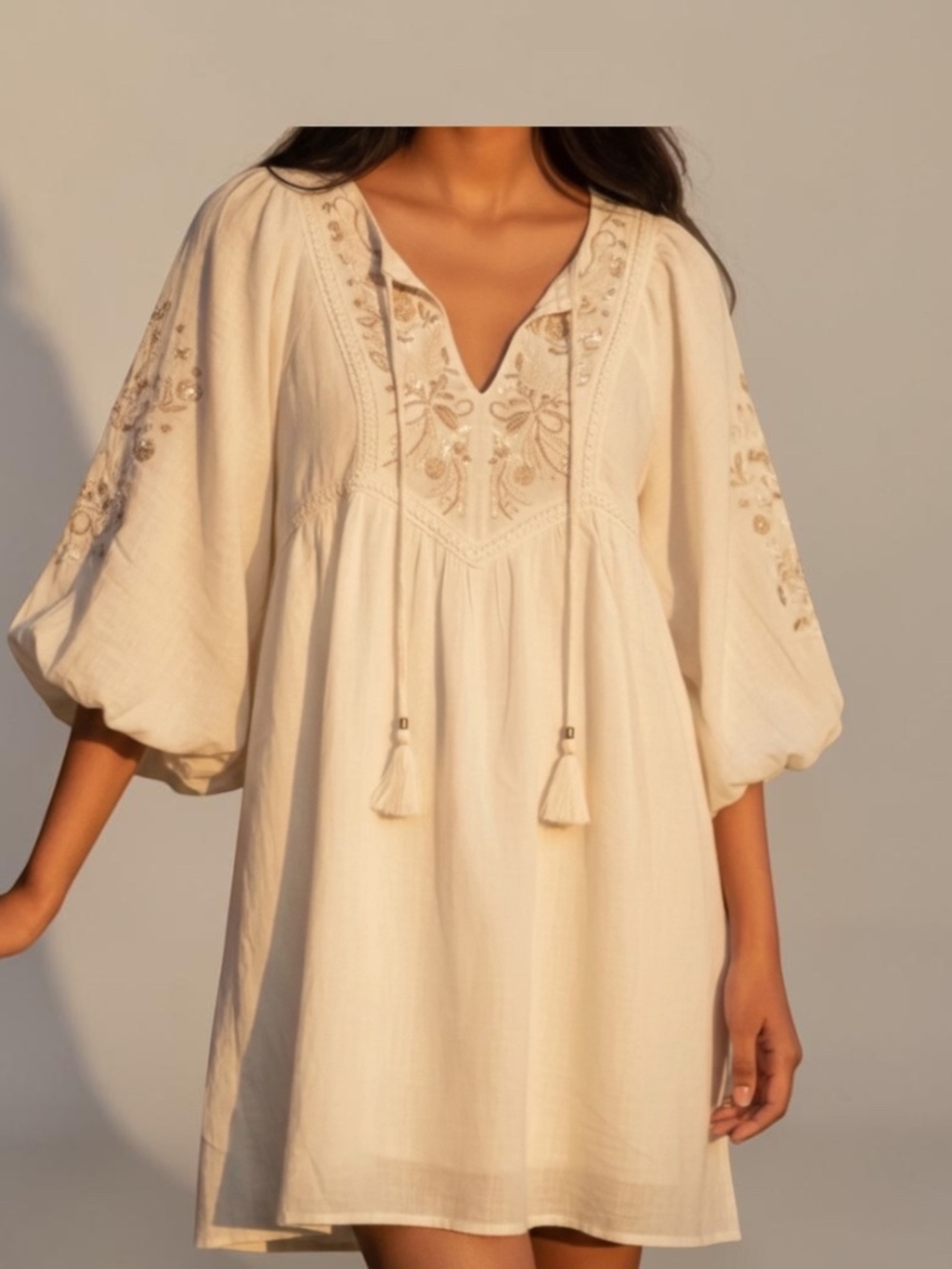 Anthropologie Viveka Embroidered Lace Boho Mini Dress(XS)
